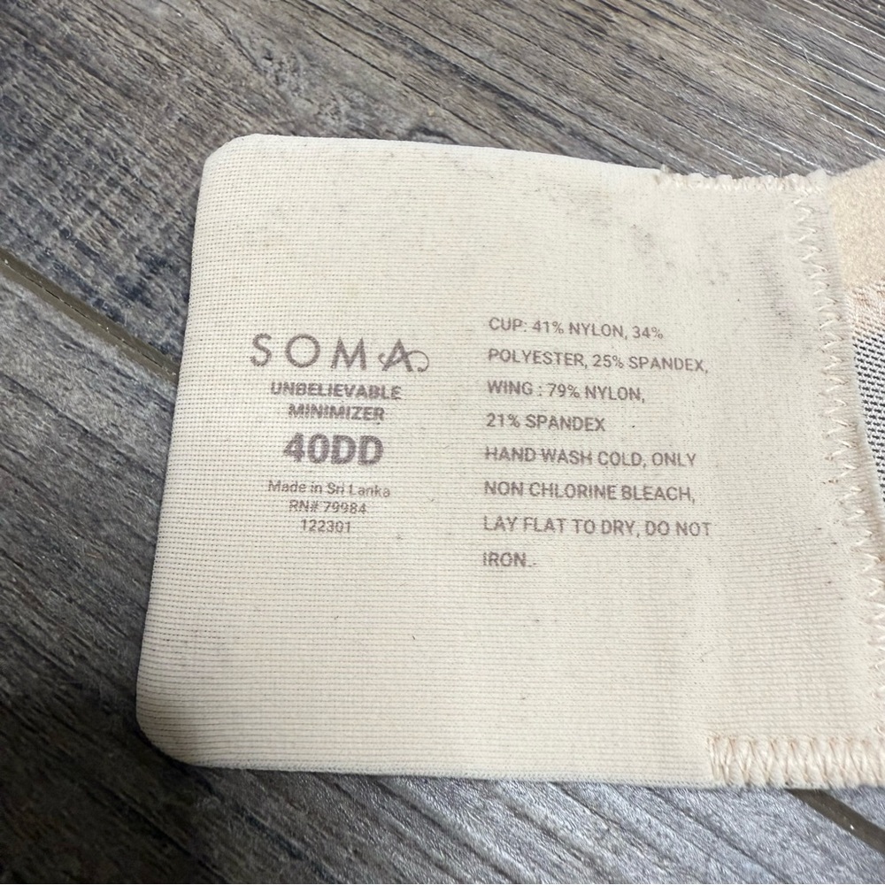 Soma Light Beige Underwire Bra Unbelievable Minimizer - Picture 2 of 11